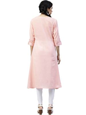 Shree Women Baby Pink Rayon Printed Kurta 2