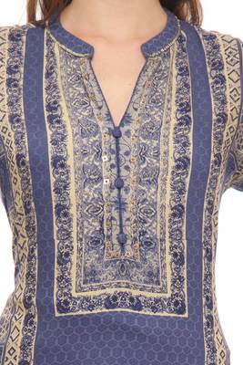 Shree Women Blue&Beige Rayon Embellished Kurta 5