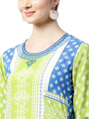 Shree Women Off-White & Green Rayon Printed Kurta Set 5
