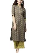 Shree Women Brown & Corn Yellow Cotton Printed Kurta Set