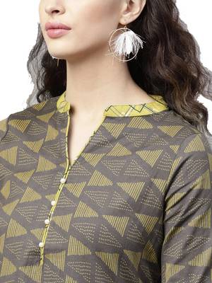 Shree Women Brown & Corn Yellow Cotton Printed Kurta Set 4