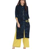 Shree Women Navy & Lime Liva printed Kurta With Palazzo