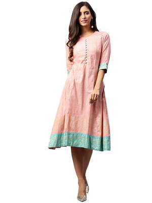 Shree Women Pink Poly Viscose Printed Dress 1