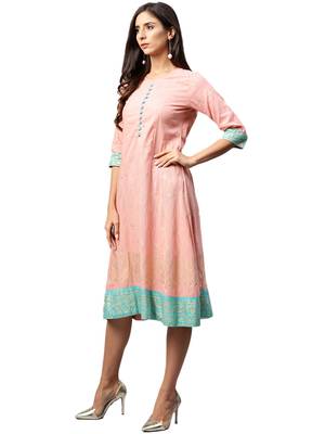Shree Women Pink Poly Viscose Printed Dress 3