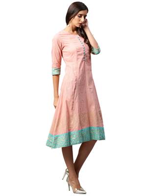 Shree Women Pink Poly Viscose Printed Dress 4