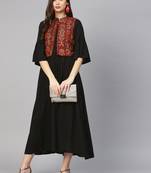 Shree Women Rust & Black Rayon Solid Dress