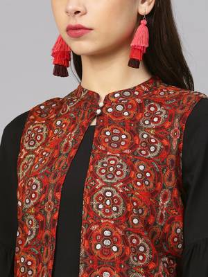 Shree Women Rust & Black Rayon Solid Dress 5