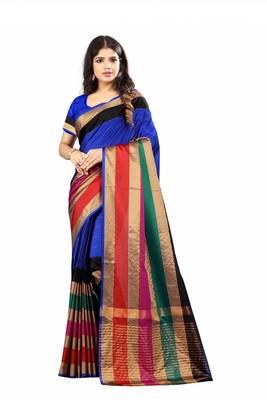 multicolor woven banarasi saree with blouse 1