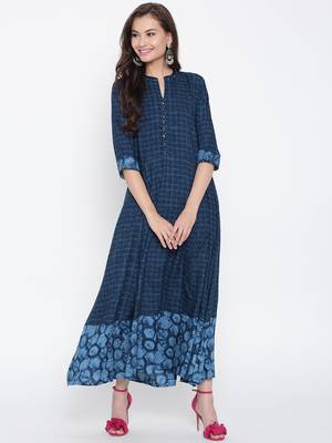 Shree Women Navy Liva printed dress 1