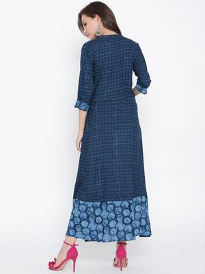 Shree Women Navy Liva printed dress 2