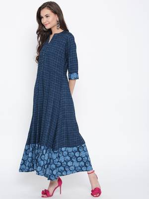 Shree Women Navy Liva printed dress 3
