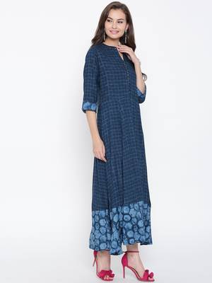 Shree Women Navy Liva printed dress 4