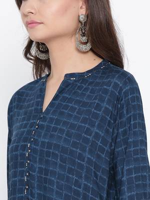 Shree Women Navy Liva printed dress 5