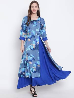 Shree Women Blue Liva Printed Dress 1