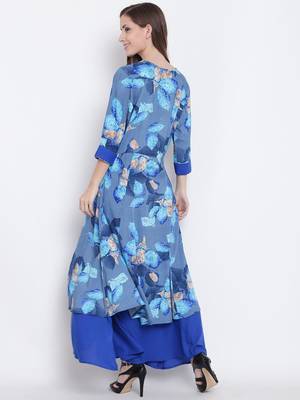 Shree Women Blue Liva Printed Dress 2