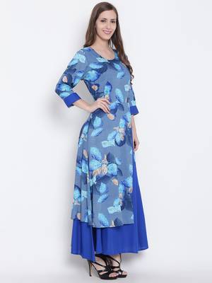 Shree Women Blue Liva Printed Dress 4