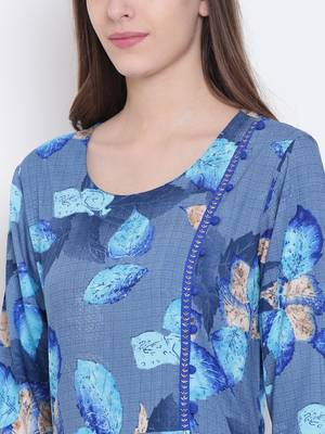 Shree Women Blue Liva Printed Dress 5