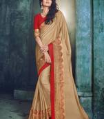 Chiku embroidered silk saree with blouse