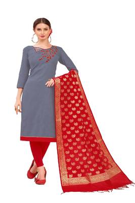 Grey embroidered cotton salwar 1
