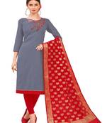 Grey embroidered cotton salwar