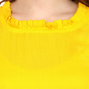 Yellow Plain Rayon Long Kurtis 5