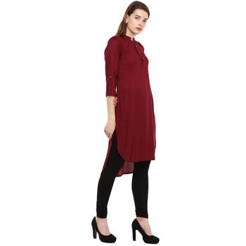 Maroon Plain Rayon Long Kurtis 3