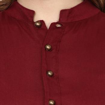 Maroon Plain Rayon Long Kurtis 5