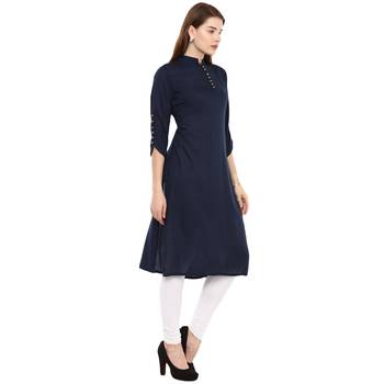 Blue Plain Rayon Long Kurtis 3