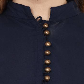 Blue Plain Rayon Long Kurtis 5