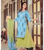 Baby Blue Color Neck Line Suit Set