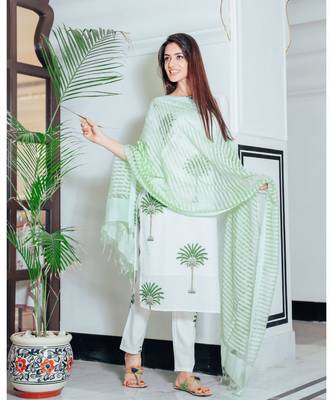 Sage Green Tree Print Suit Set 1