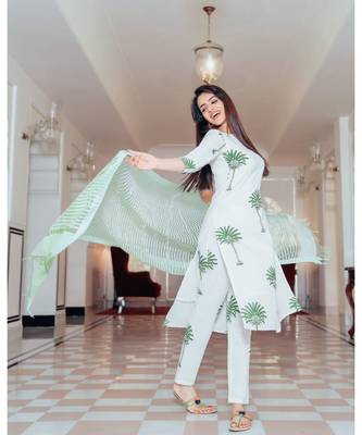 Sage Green Tree Print Suit Set 2
