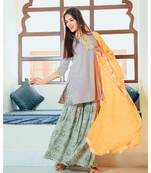 Harbor Grey Neck Line Hand Block Suit