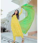 Bumblebee Yellow Suit Set With Gotta Work Dupatta