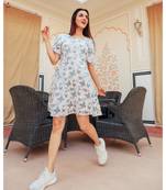 White Butterfly Print Short Dress