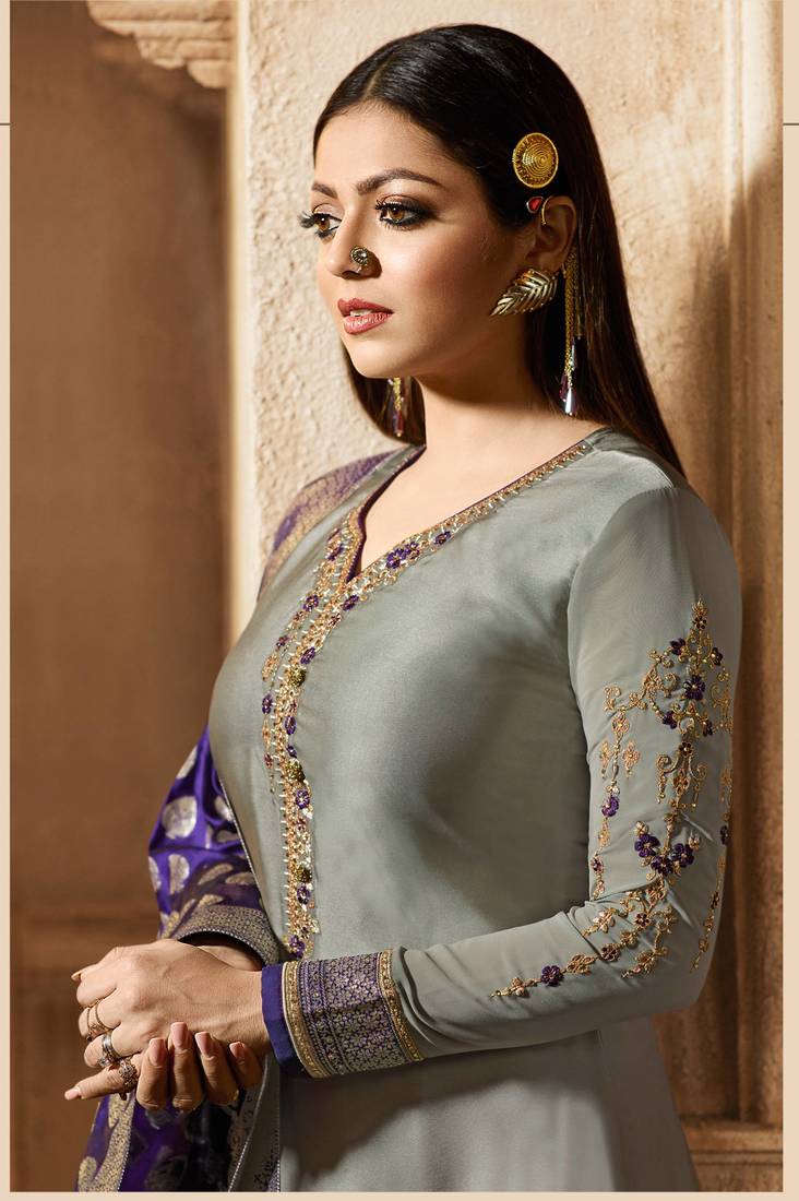 Grey & Fawn Solid Woolen Salwar (Pack of 2) main image 0