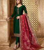Green embroidered satin salwar