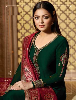 Green embroidered satin salwar 2