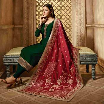 Green embroidered satin salwar 3