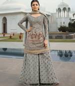 Grey embroidered net salwar