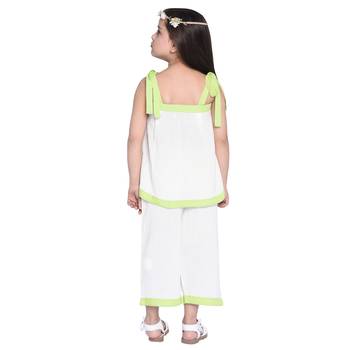 White Printed Cotton Kids Top With Palazzo 5
