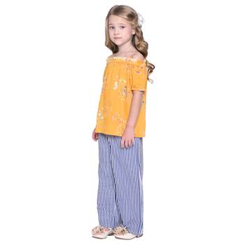 Blue Printed Cotton Kids Top With Palazzo 3