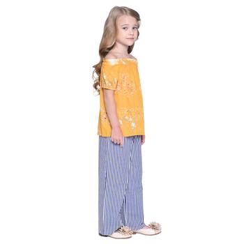 Blue Printed Cotton Kids Top With Palazzo 4