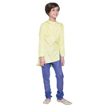 Blue Printed Cotton Boys Kurta Pyjama 1