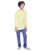 Blue Printed Cotton Boys Kurta Pyjama