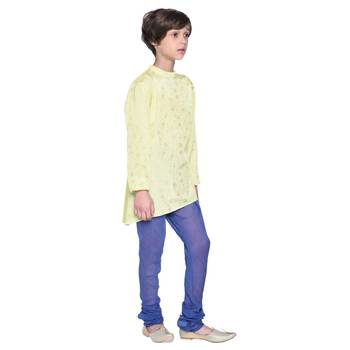 Blue Printed Cotton Boys Kurta Pyjama 3