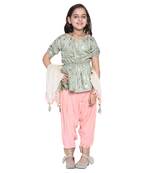 Pink Printed Cotton Kids Salwar Suit