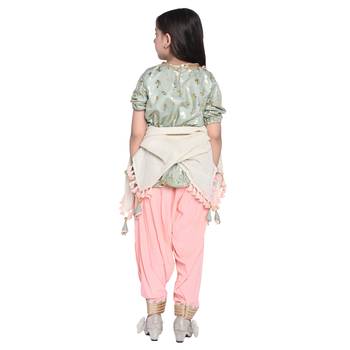 Pink Printed Cotton Kids Salwar Suit 5