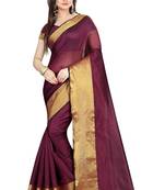 FLORENCE Women's Red Cotton Silk Saree With Blouse
