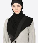 nazneen georgette plain black band hijab     30x78